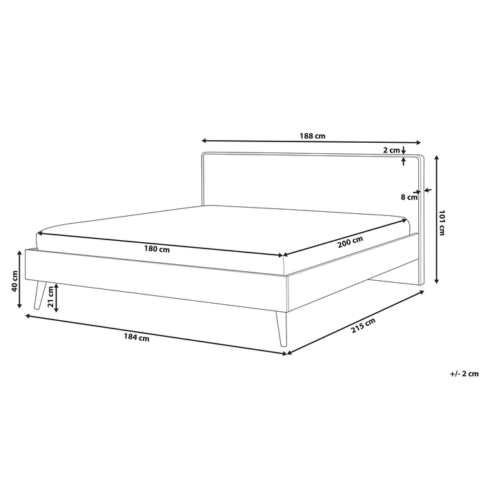 Beliani-SERRIS -Tweepersoonsbed LED-Lichte houtkleur-180 x 200 cm-MDF
