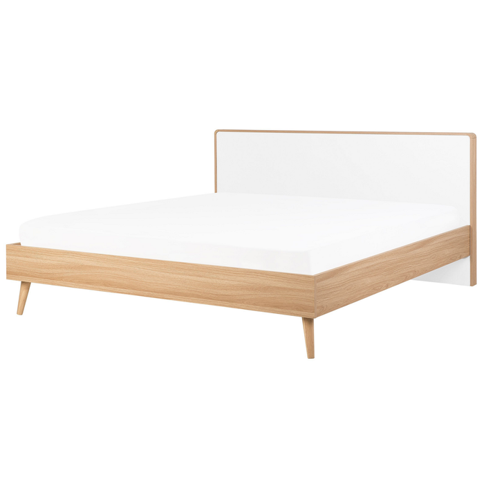 Beliani-SERRIS -Tweepersoonsbed LED-Lichte houtkleur-180 x 200 cm-MDF