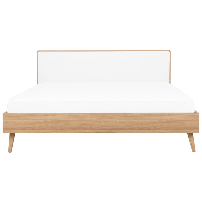 Beliani-SERRIS -Tweepersoonsbed LED-Lichte houtkleur-180 x 200 cm-MDF