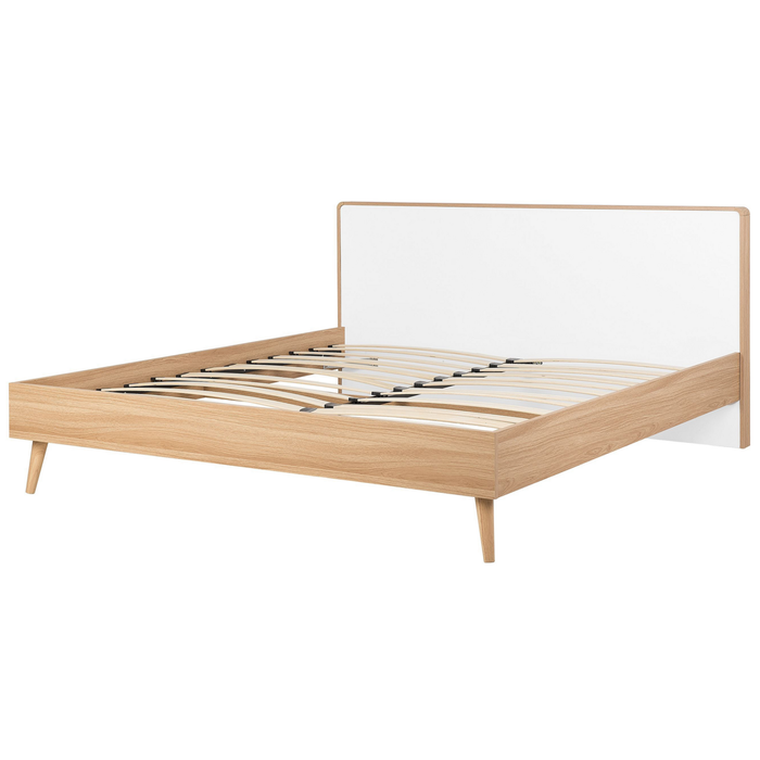 Beliani-SERRIS -Tweepersoonsbed LED-Lichte houtkleur-180 x 200 cm-MDF