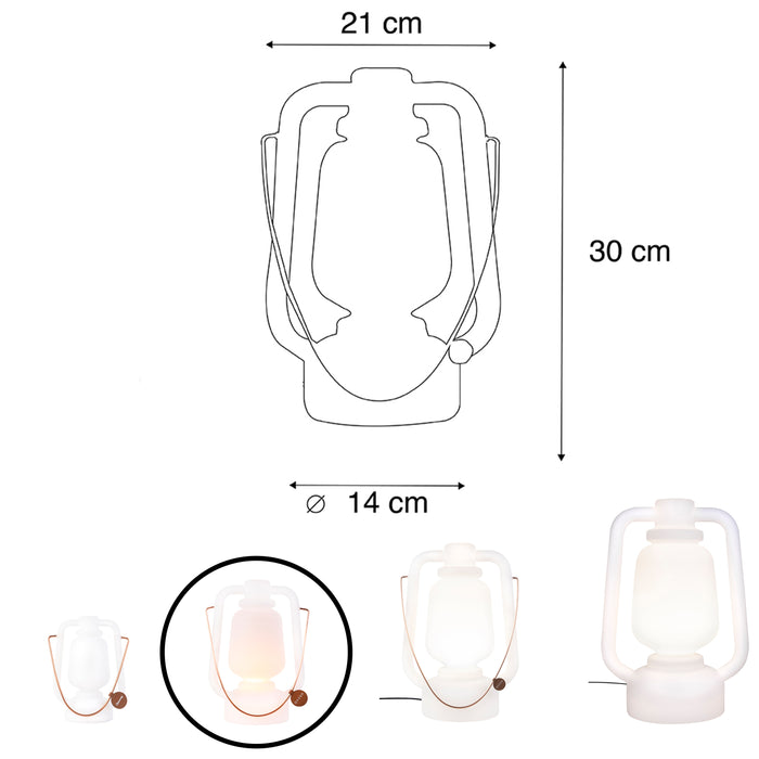 QAZQA Tafellamp oplaadbaar 30 cm IP44 wit - Storm Small