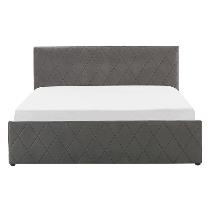 Beliani-ROCHEFORT -Bed met opbergruimte-Grijs-140 x 200 cm-Fluweel