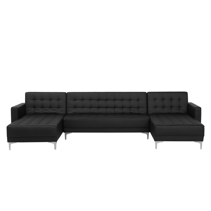 Beliani-ABERDEEN-Bank U-vormig-Zwart-5 persoons-Universeel-Kunstleer