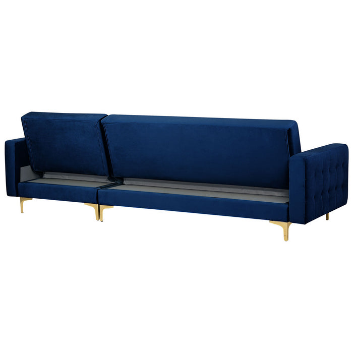 Beliani-ABERDEEN-Hoekslaapbank-Marineblauw-Linkerzijde-Fluweel