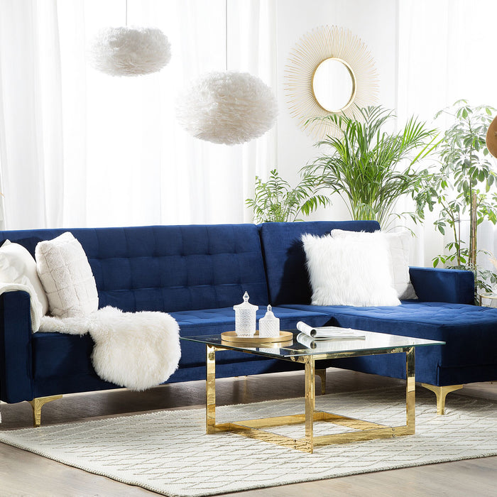 Beliani-ABERDEEN-Hoekslaapbank-Marineblauw-Linkerzijde-Fluweel