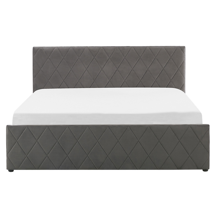 Beliani-ROCHEFORT -Bed met opbergruimte-Grijs-160 x 200 cm-Fluweel
