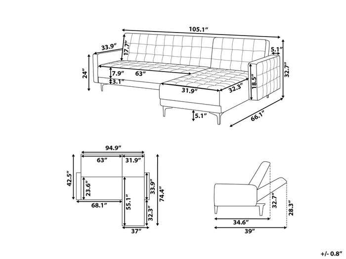 Beliani-ABERDEEN-Hoekslaapbank-Wit-Linkerzijde-267 cm-Kunstleer