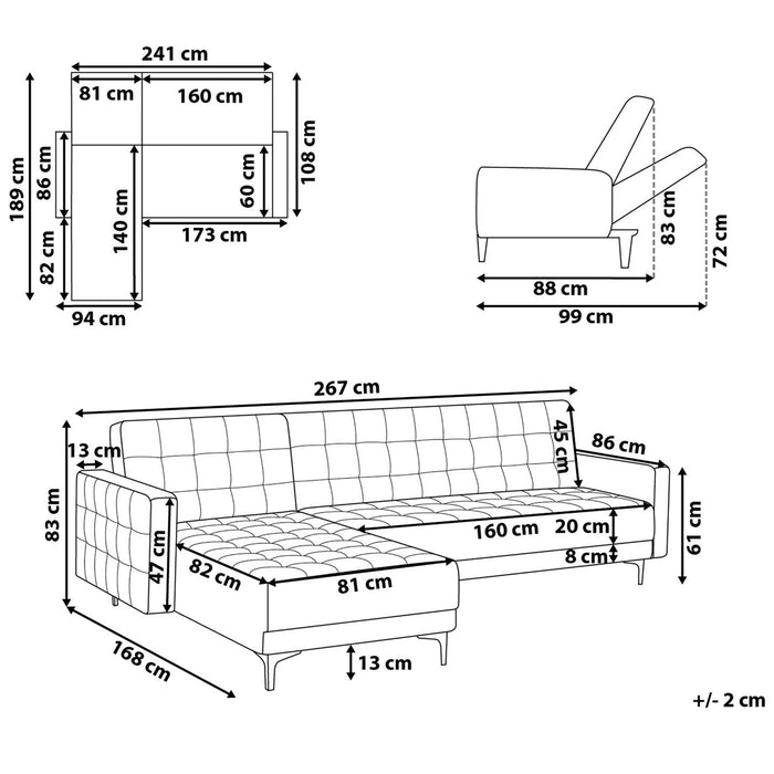 Beliani-ABERDEEN-Hoekslaapbank-Wit-Rechterzijde-267 cm-Kunstleer