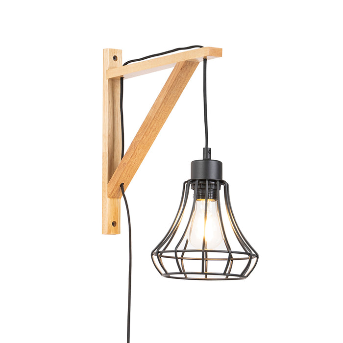 QAZQA Wandlamp galgje - Bruin - Landelijk - L 330mm