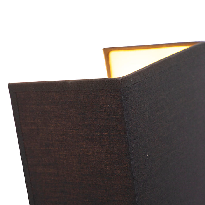 QAZQA Moderne wandlamp zwart en goud met stoffen kap - Vete