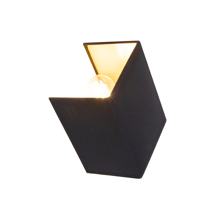 QAZQA Moderne wandlamp zwart en goud met stoffen kap - Vete