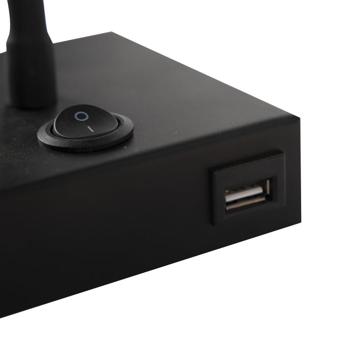 QAZQA Moderne flexibele wandlamp USB zwart - Zeno