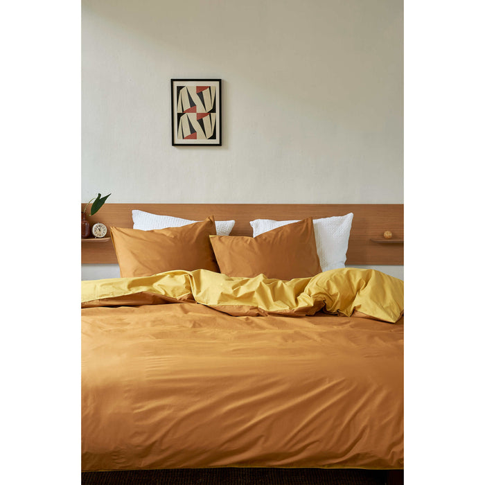 Van Morgen Overtrekset percal katoen yellow spiced honey 260 x 220 cm