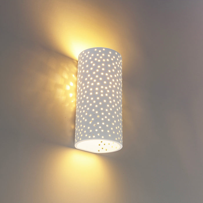 QAZQA Vintage wandlamp wit gips cilindervormig - Mahou