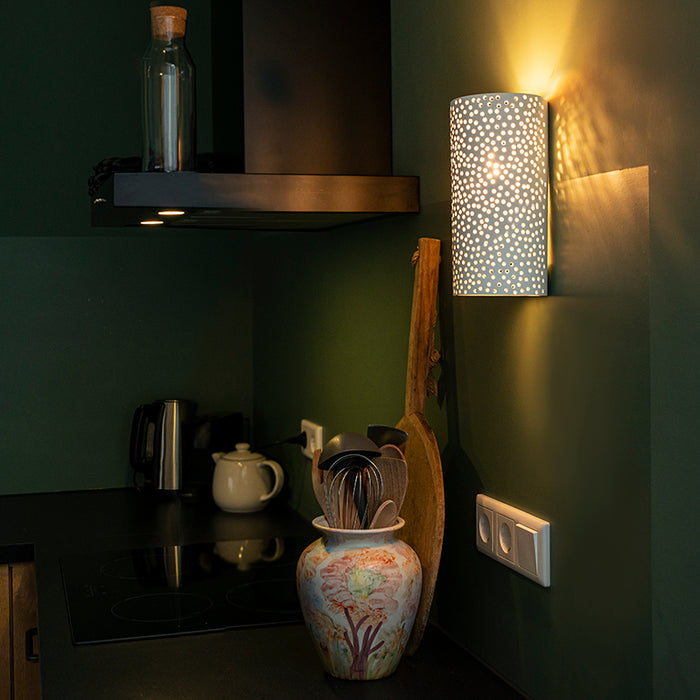 QAZQA Vintage wandlamp wit gips cilindervormig - Mahou