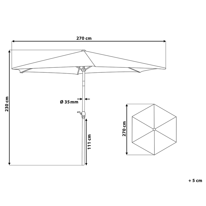 Beliani - VARESE - Parasol - Lichtgrijs - 270 cm - Polyester