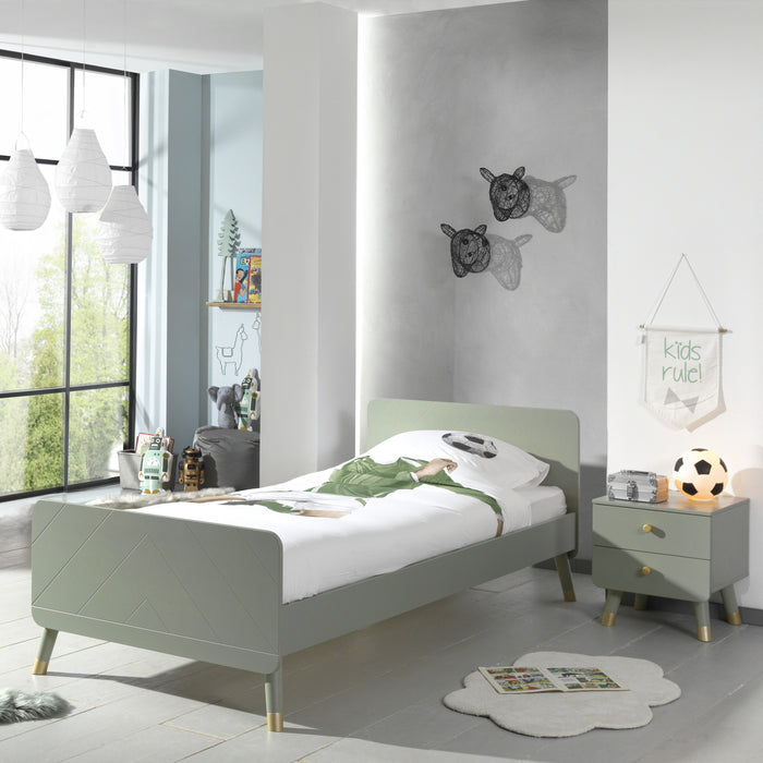 Vipack Billy Bed 90 x 200 cm en Nachttafel - Groen