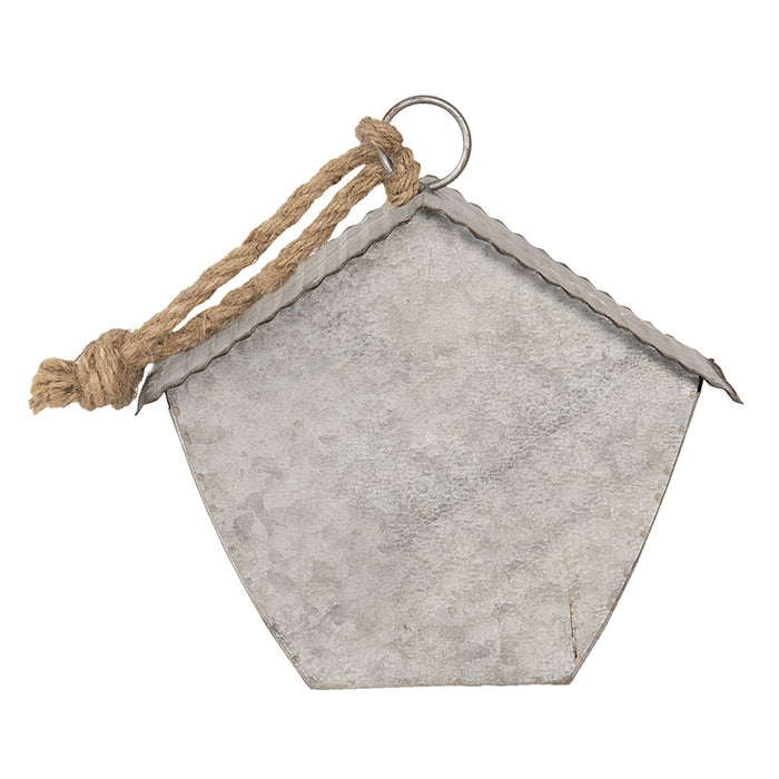 Clayre & Eef Vogelhuis 21x11x22 cm Grijs Ijzer Bloemen Vogelhuisje