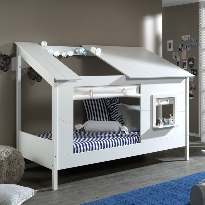 Vipack Housebed Huisbed Met Open Dak 90 x 200 cm + Venster En Gordijn
