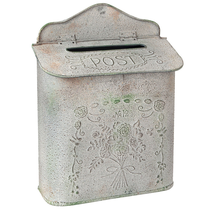 Clayre & Eef Brievenbus 26x10x35 cm Grijs IJzer Bloemen