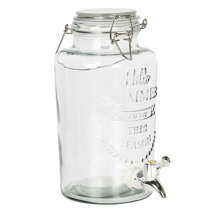 Clayre & Eef Sapkan met kraan en deksel 2800 ml Glas Rond Summer enjoy