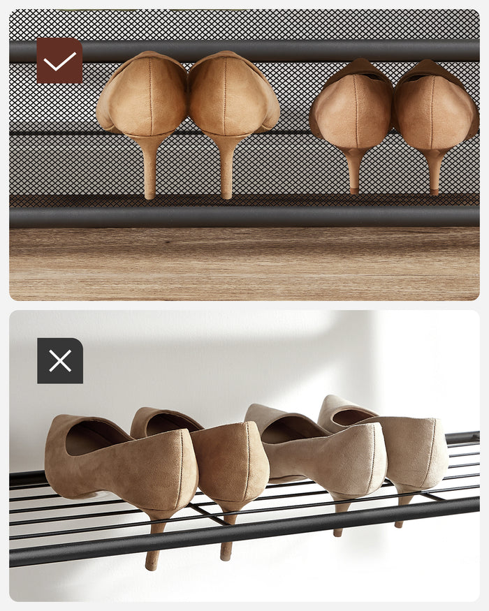 O’DADDY® Schoenenbank - schoenenrek metaal - 6 paar - 66x30x45 - Bruin