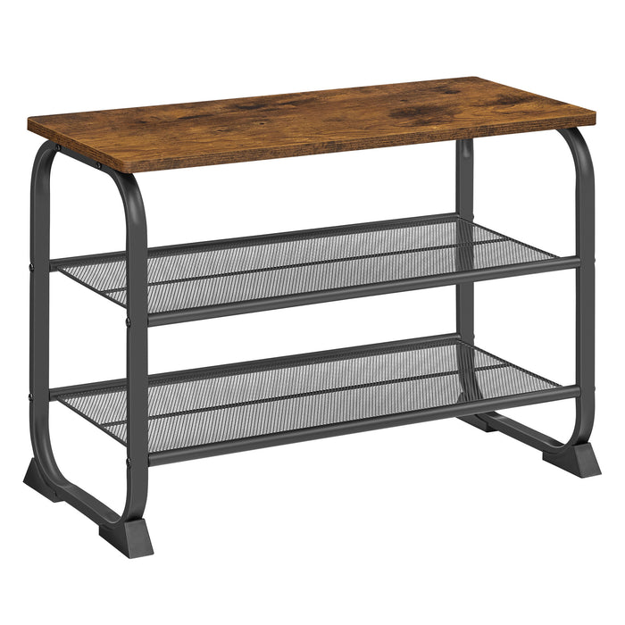 O’DADDY® Schoenenbank - schoenenrek metaal - 6 paar - 66x30x45 - Bruin