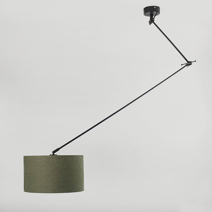 QAZQA Hanglamp zwart met kap 35 cm groen verstelbaar - Blitz