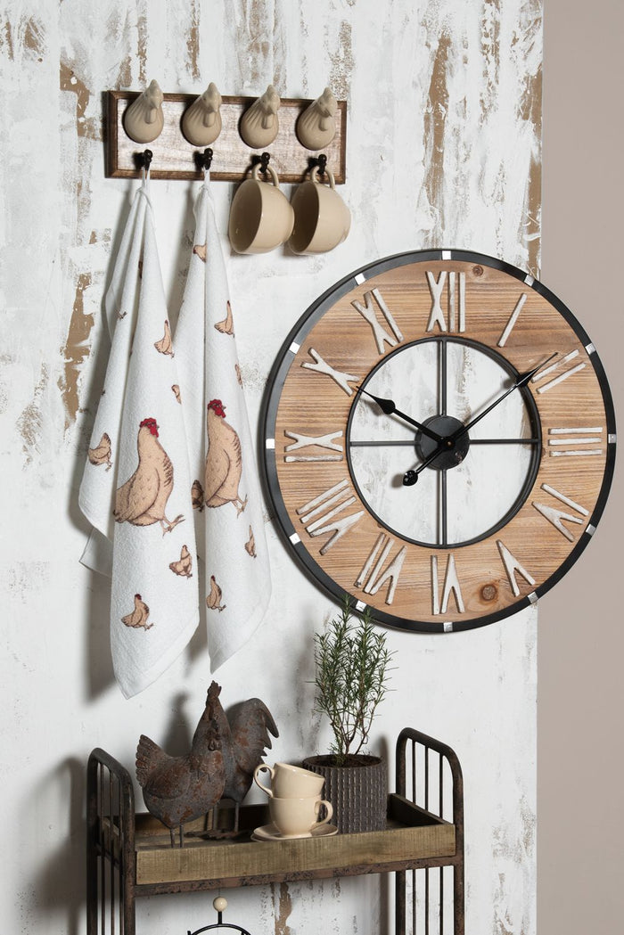 Clayre & Eef Wandklok Ø 60 cm Bruin Hout