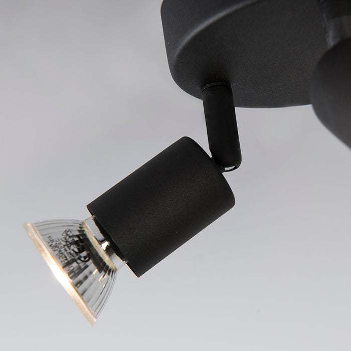 QAZQA Industriële spot zwart kantelbaar rond 3-lichts - Jeany