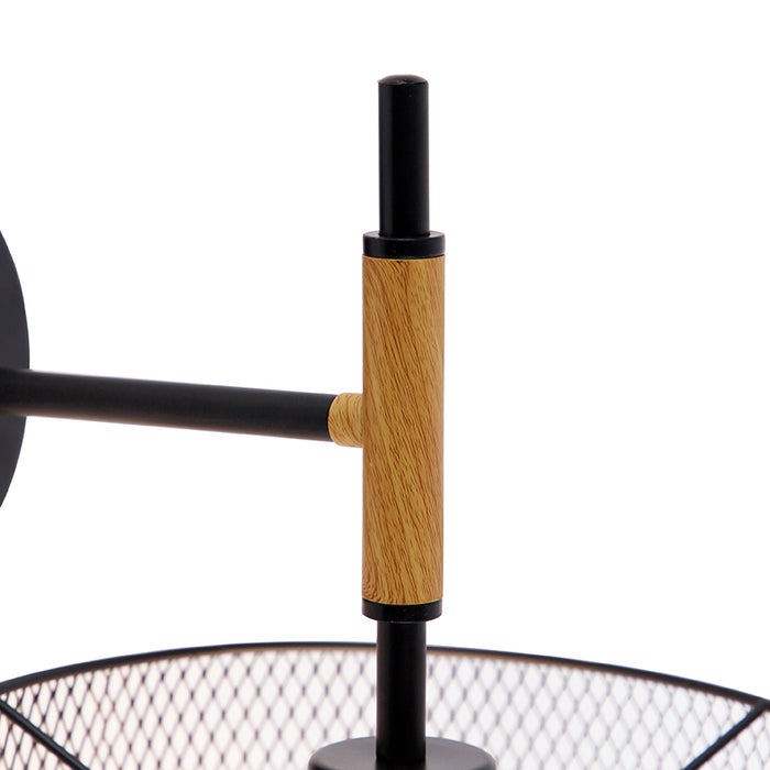 QAZQA Wandlamp drum-mesh - Zwart - Industrieel - L 23cm