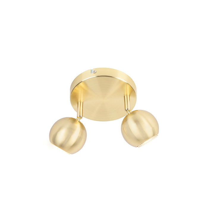 QAZQA Retro ronde spot messing met plafondplaat 2-lichts - Gissi