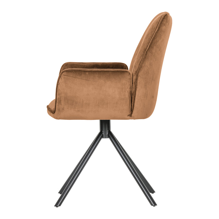 WOOOD Amber Eetkamerstoel - Fluweel Karamel