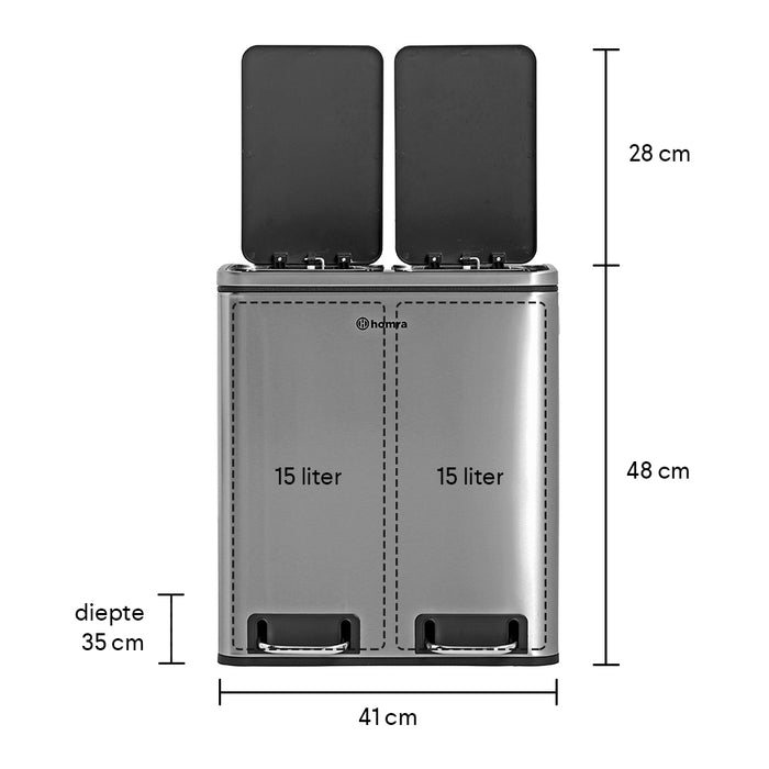 Homra Blinq Duo Pedaalemmer 30 liter (2x15 liter)