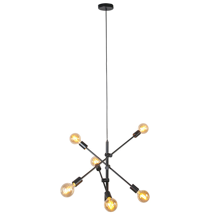 QAZQA Industriële hanglamp zwart 6-lichts - Sydney