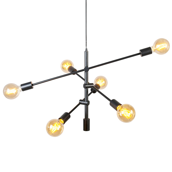 QAZQA Industriële hanglamp zwart 6-lichts - Sydney