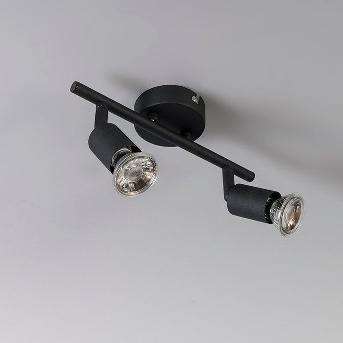 QAZQA Industriële spot zwart kantelbaar 2-lichts - Jeany