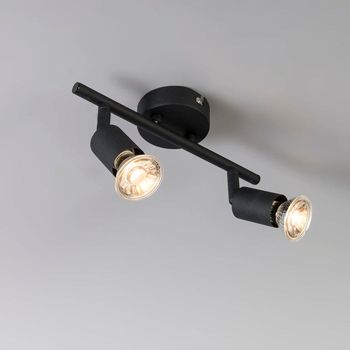 QAZQA Industriële spot zwart kantelbaar 2-lichts - Jeany