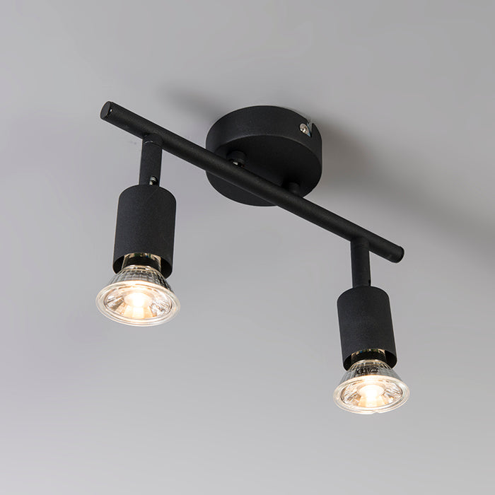 QAZQA Industriële spot zwart kantelbaar 2-lichts - Jeany