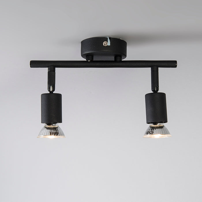 QAZQA Industriële spot zwart kantelbaar 2-lichts - Jeany