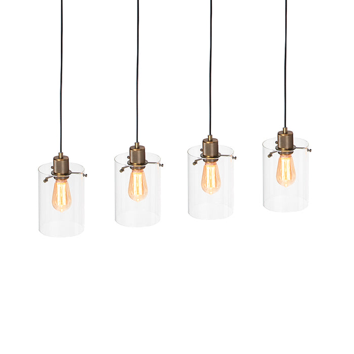 QAZQA Scandinavische hanglamp brons met glas 4-lichts - Dome