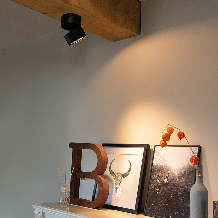 QAZQA Moderne spot zwart rond verstelbaar - Go Nine