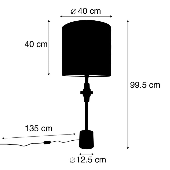 QAZQA Tafellamp brons velours kap vlinder dessin 40 cm - Diverso