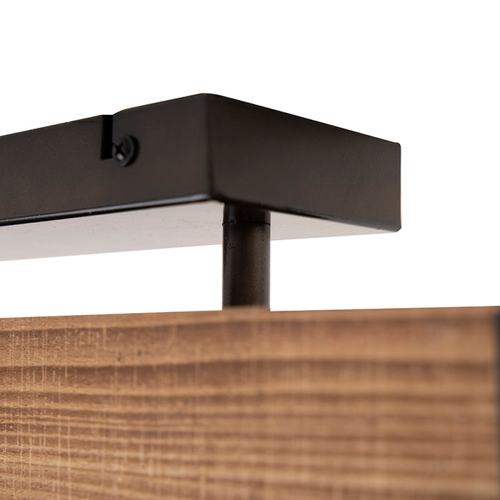 QAZQA Industriële plafondlamp hout met staal 4-lichts - Reena