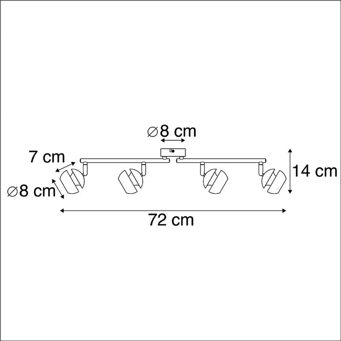 QAZQA Moderne spot 4-lichts zwart met gouden binnenkant - Buell