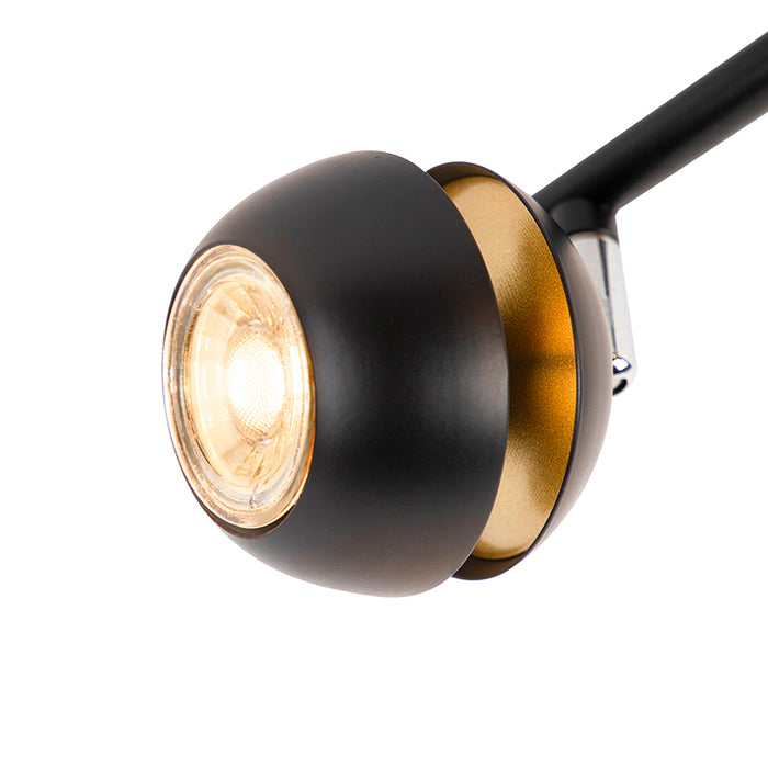 QAZQA Moderne spot 4-lichts zwart met gouden binnenkant - Buell