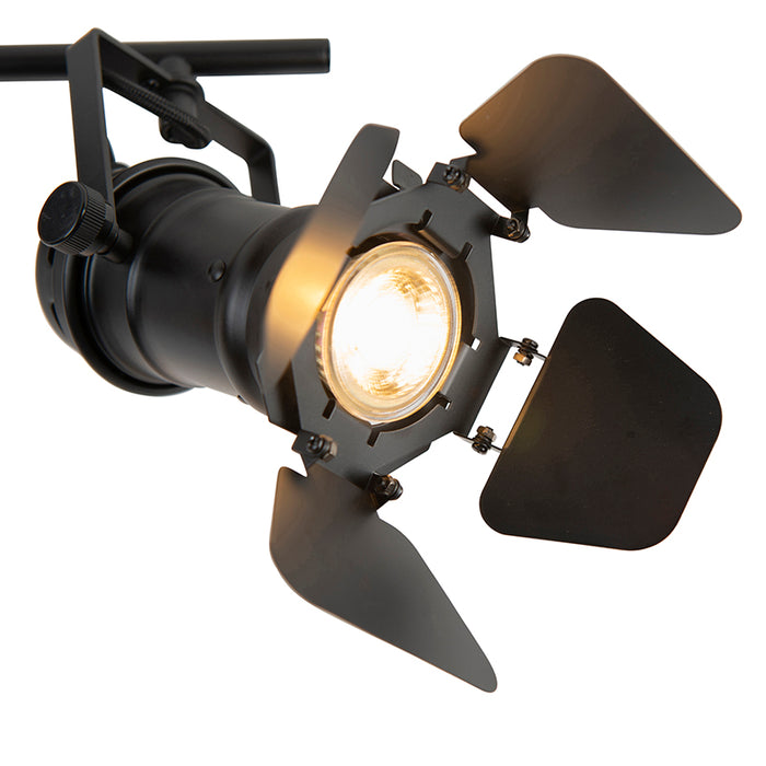 QAZQA Industriële spot zwart 2-lichts met kleppen - Movie