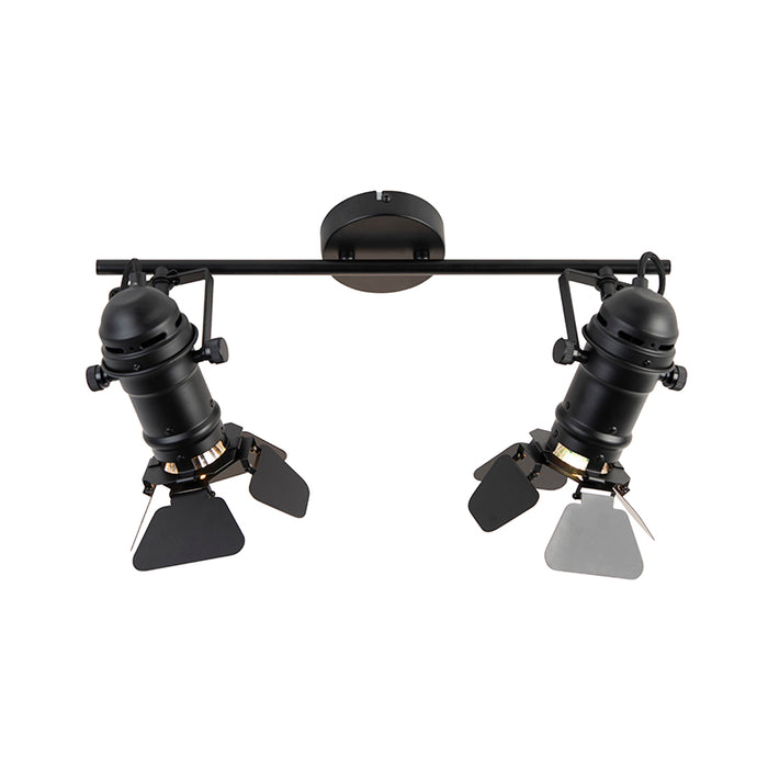 QAZQA Industriële spot zwart 2-lichts met kleppen - Movie