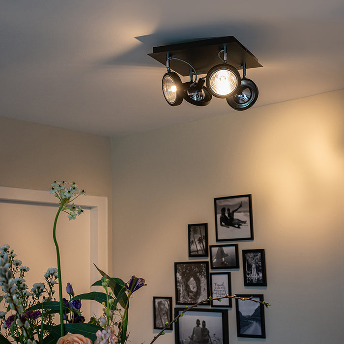 QAZQA Design spot zwart 4-lichts verstelbaar - Nox