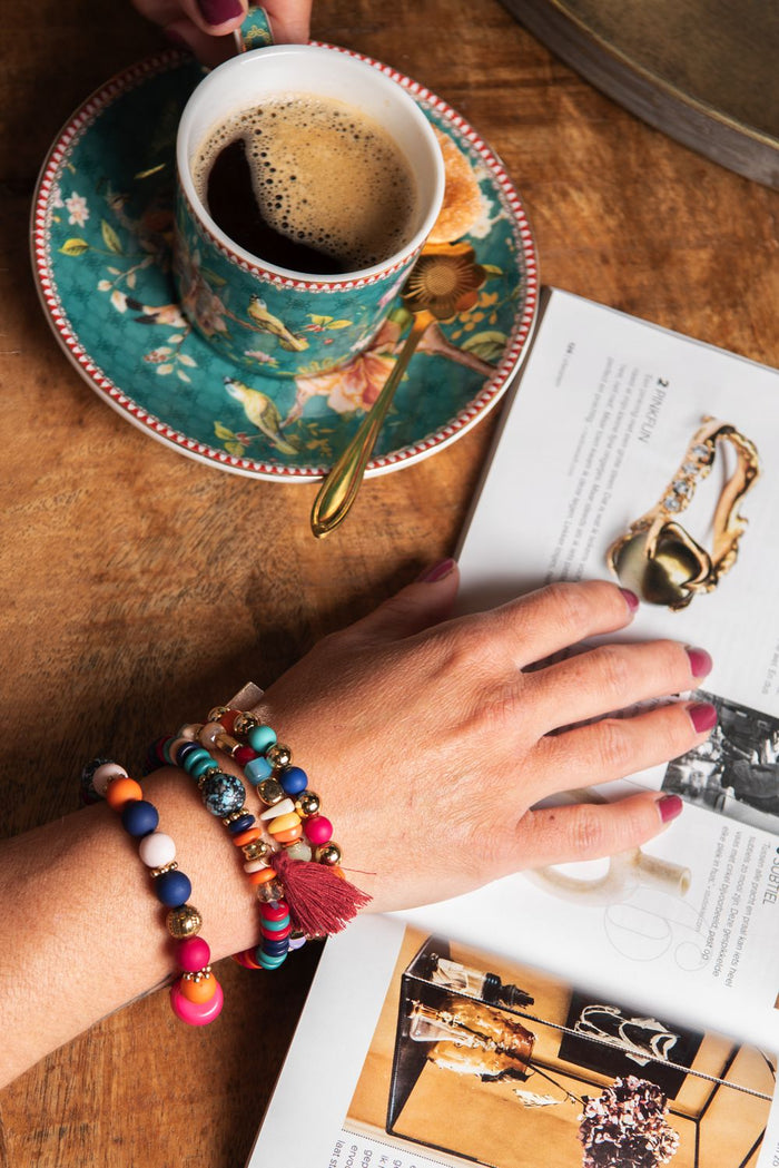 Clayre & Eef Theelepel 12 cm Goudkleurig Metaal Bloem Koffielepel